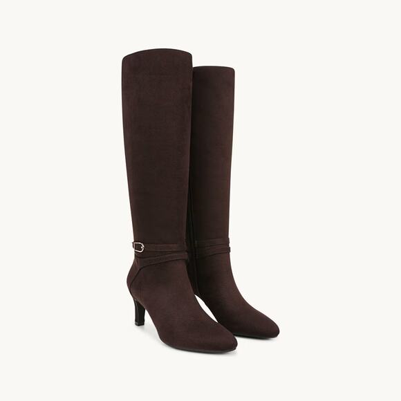 NEW LifeStride Women's 9.5 Guild Knee High WIDE CALF Heeled Boots  Brown - Picture 1 of 12